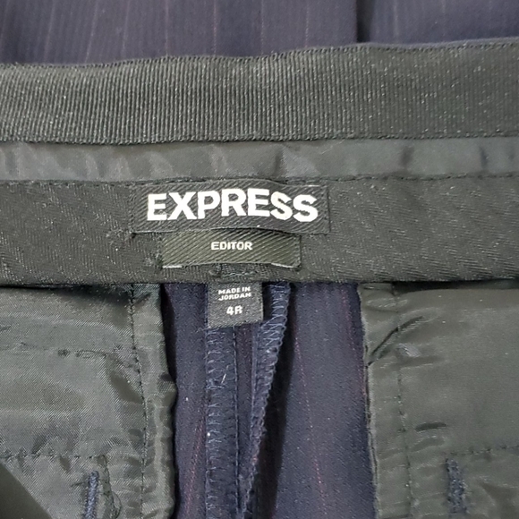 EXPRESS Ladies Trousers Navy Blue With Red Pinstri - Picture 7 of 8